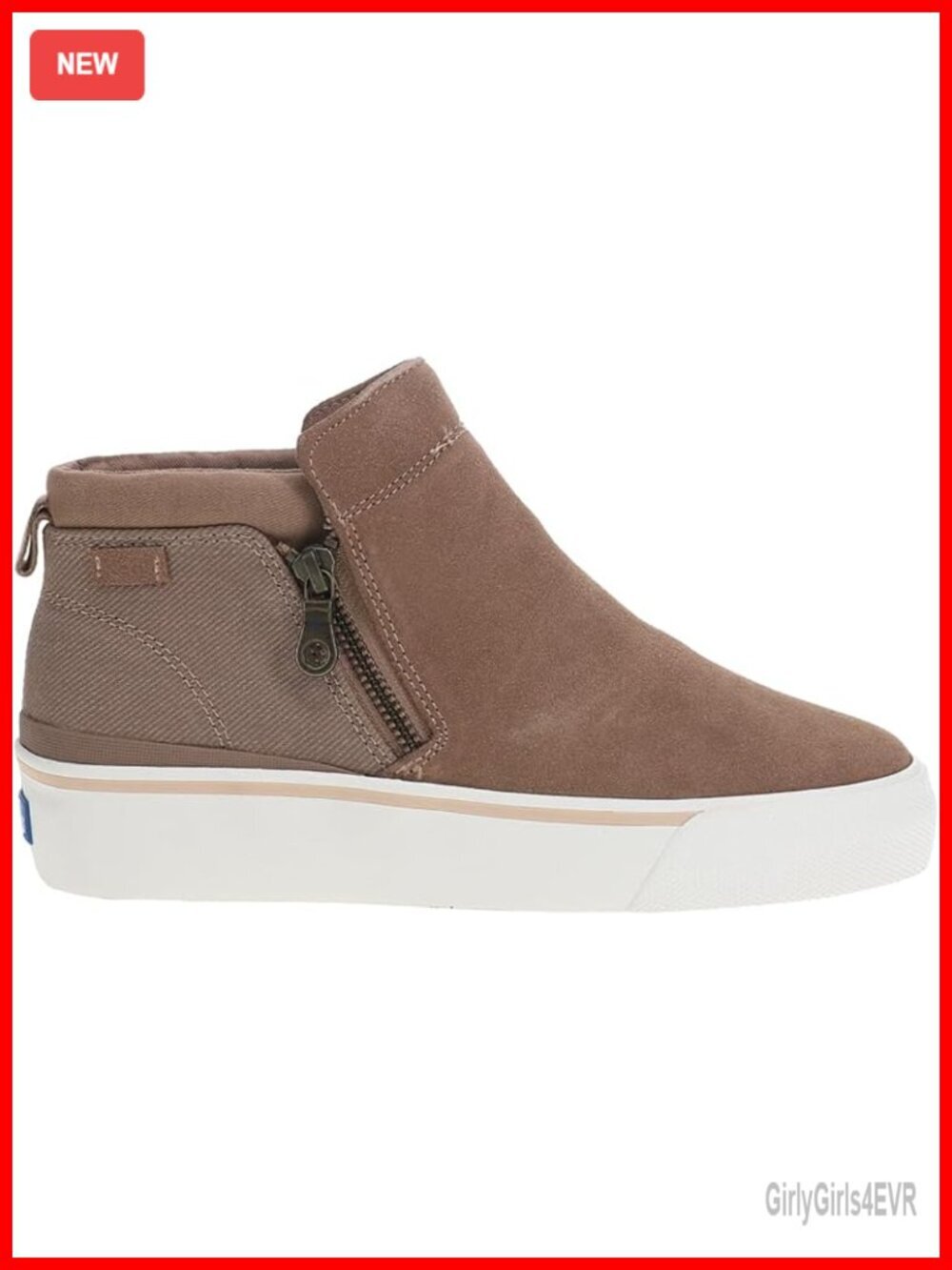 Zip-up Bootie with Suede/Canvas Upper and Soft Lining
